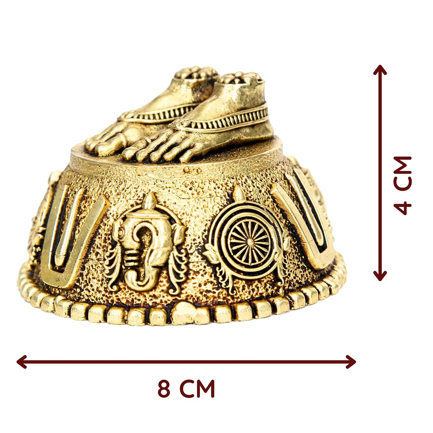 Divine Artz | Balaji Charan Paduka | Vishnu Charan Paduka | Charan Paduka for Puja Brass, Gold Colour 1 No (8 CM Diameter)