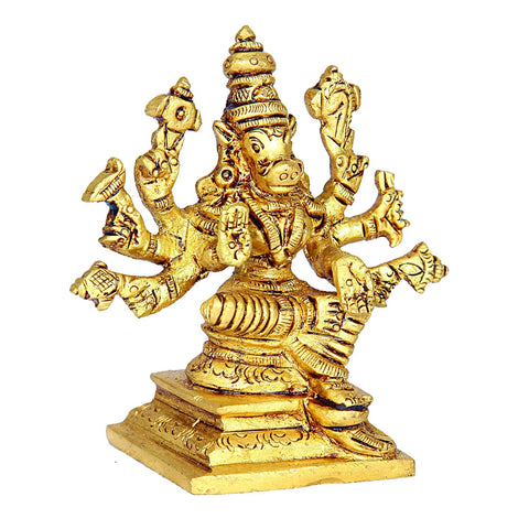 Divine Atrz | Small Varahi Amman Statue | Varahi Amman Silai Small | Small Varahi Statue | Varahi Amman Idol Brass 7.5 CM Height, Gold Colour 1 No