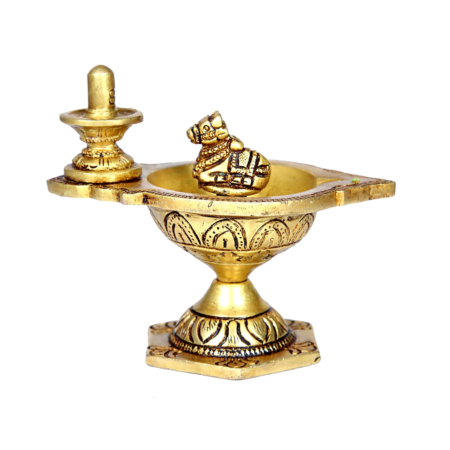 Divine Artz | Pradosha Vilakku Brass | Brass Shivling Diya | Sivalinga Vilakku Brass, 10cm Height, Gold Colour - (1 Piece)