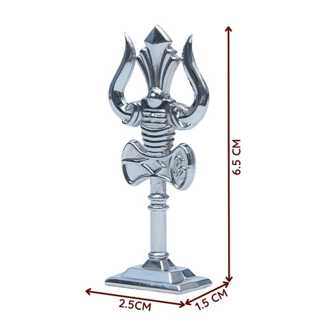 Divine Artz | Trishul for Car Dashboard | Soolam for Car Dashboard, Metal, 1 Piece (Silver Colour)