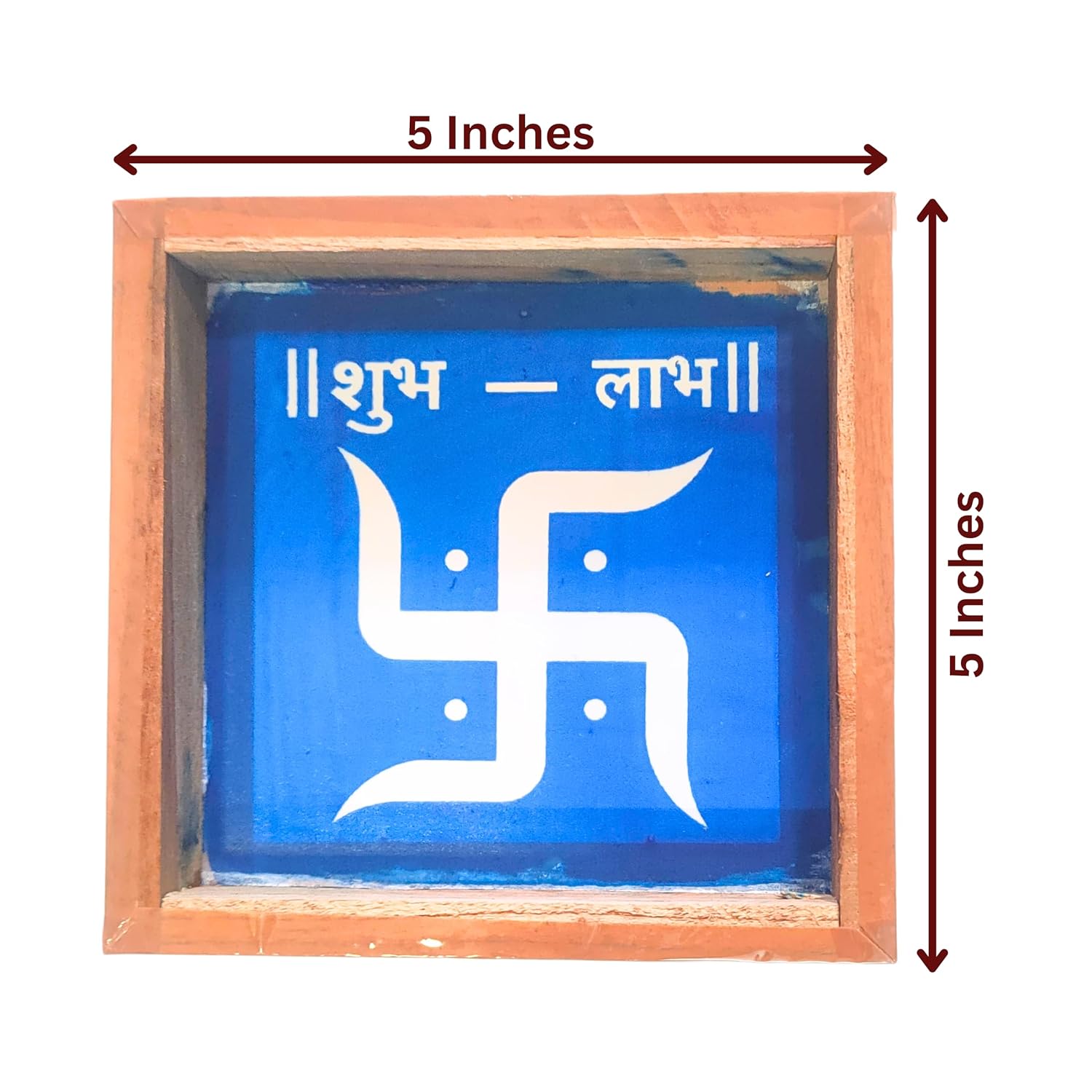 Divine Artz | Swastik Shub Labh Rangoli Stencil Wooden, Rangoli Sacha Wooden, 1 Piece (5x5 Inches)