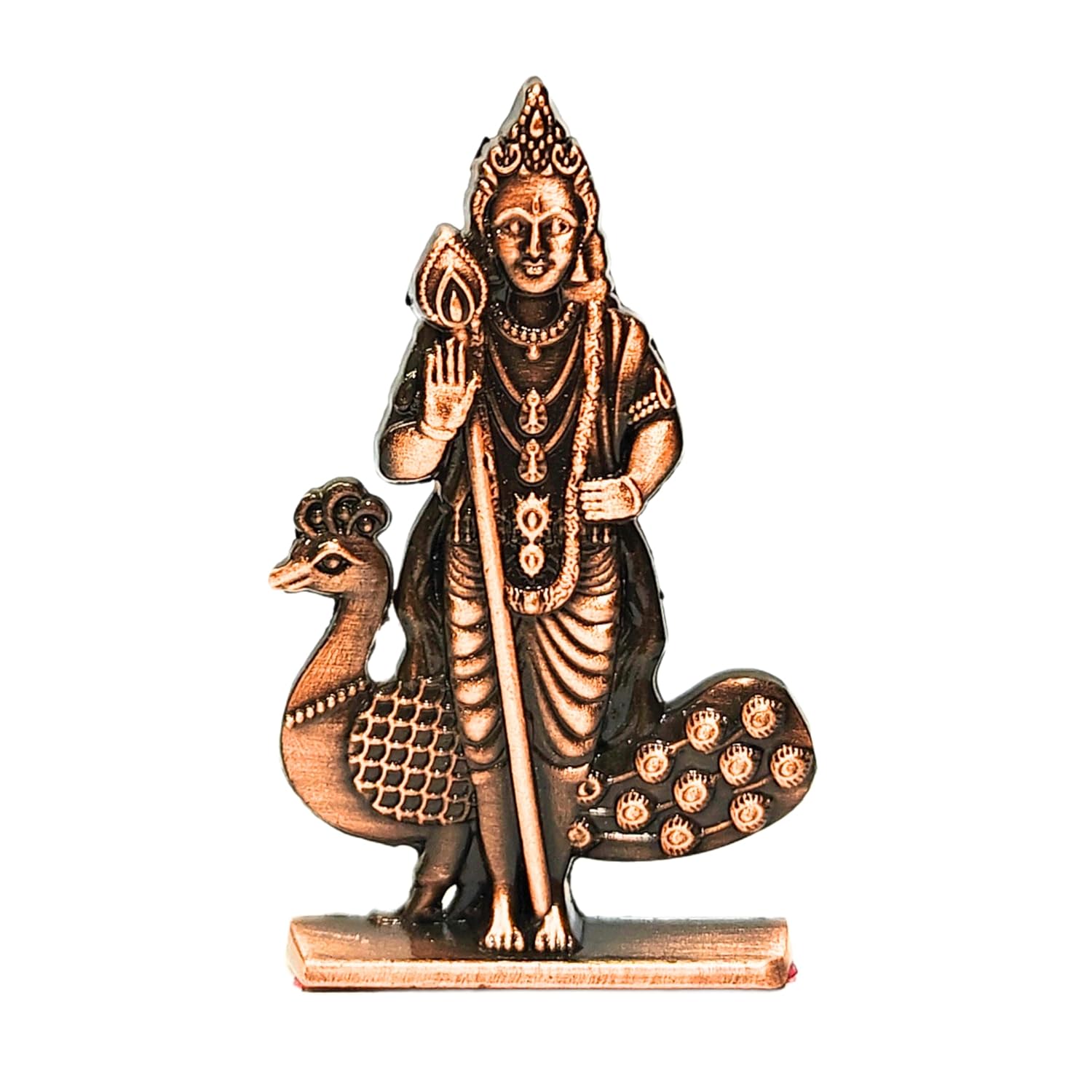 Divine Artz | Murugan Statue for Car Dashboard | Kartikeya Idol for Car Dashboard, Metal, 1 Piece (Copper Colour)