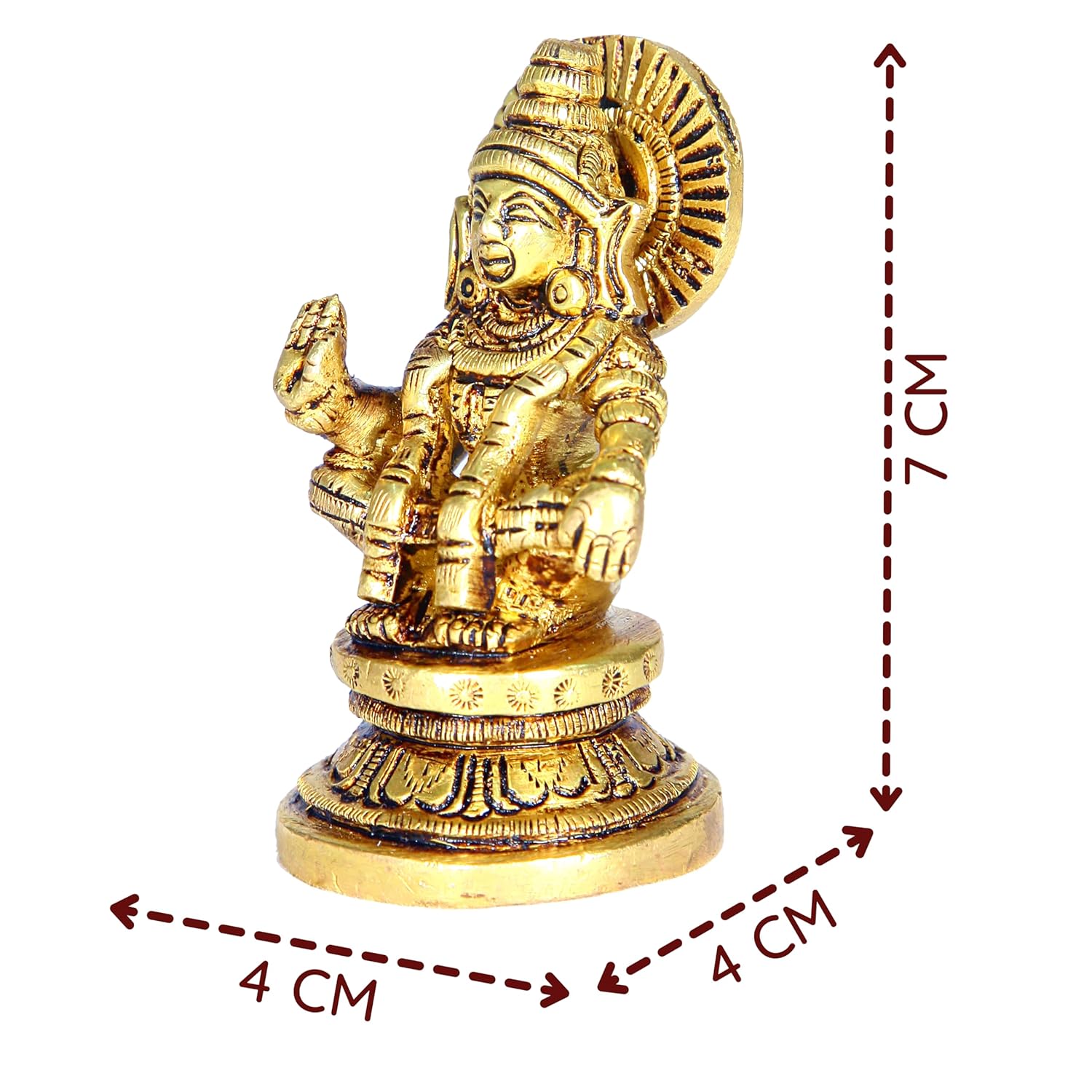 Divine Artz | Lord Ayyappa Idol | Ayyappa God Idol | Lord Ayyappa Brass Idol | Ayyappa Swamy Idol Metal | Ayyappa Idol Brass, 7 CM Height, Gold Colour 1 Piece