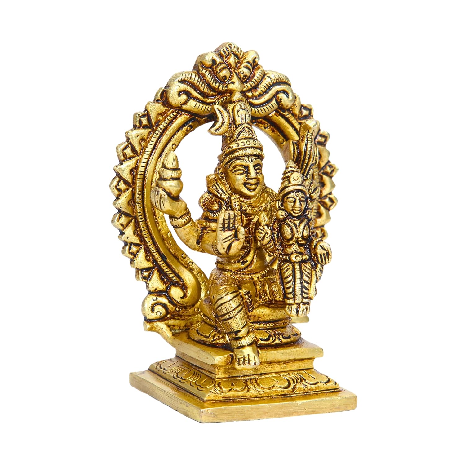 Divine Artz | Swarna Akarshana Bhairavar Silai with Thiruvachi Small | Sorna Akarshana Bhairavar Statue Small | Small Swarna Akarshana Bhairava Idol Brass, Height 10CM Gold Colour 1 Piece Visit the anciently Store