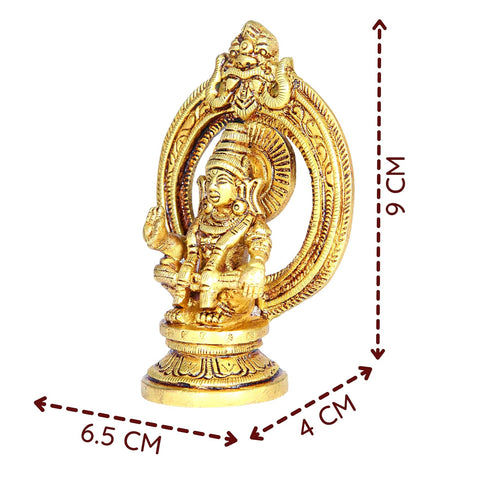 Divine Artz | Lord Ayyappa Idol with Thiruvachi | Ayyappa Idol for Home | Ayyappa Idol with Arch | Arch Ayyappa Idol Brass, 9 CM Height, Gold Colour 1 Piece