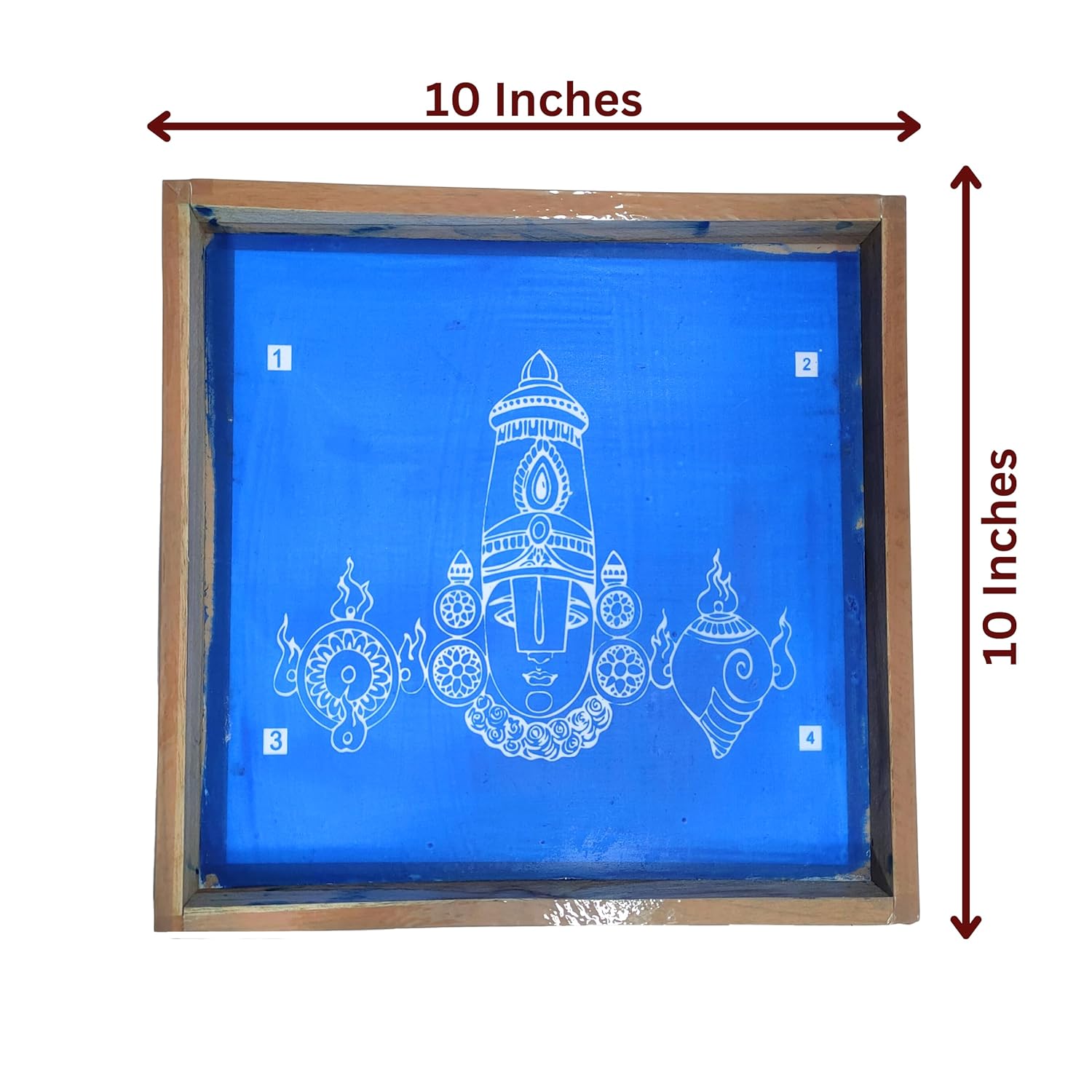 Divine Artz | Tirupati Balaji Face Rangoli Stencil Wooden, Rangoli Sacha Wooden, 1 Piece (10x10 Inches)