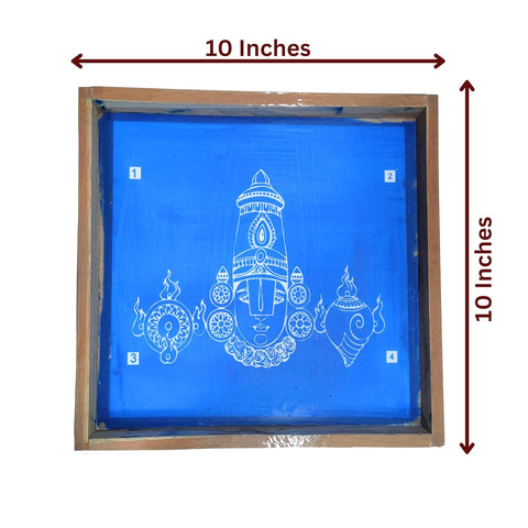 Divine Artz | Tirupati Balaji Face Rangoli Stencil Wooden, Rangoli Sacha Wooden, 1 Piece (10x10 Inches)