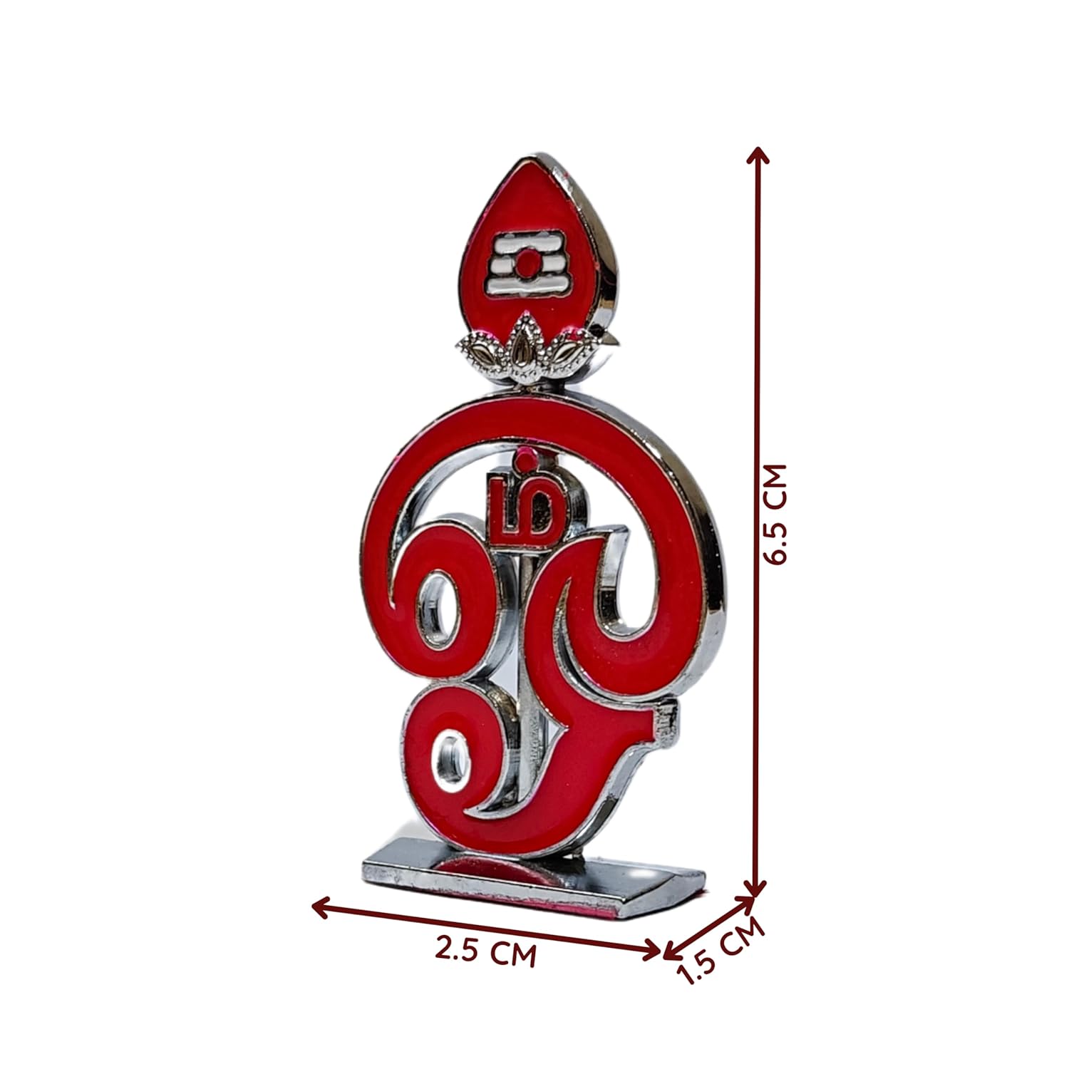 Divine Artz | Tamil Om Idol for Car Dashboard | Om Vel for Car Dashboard, Metal, 1 Piece (Red)