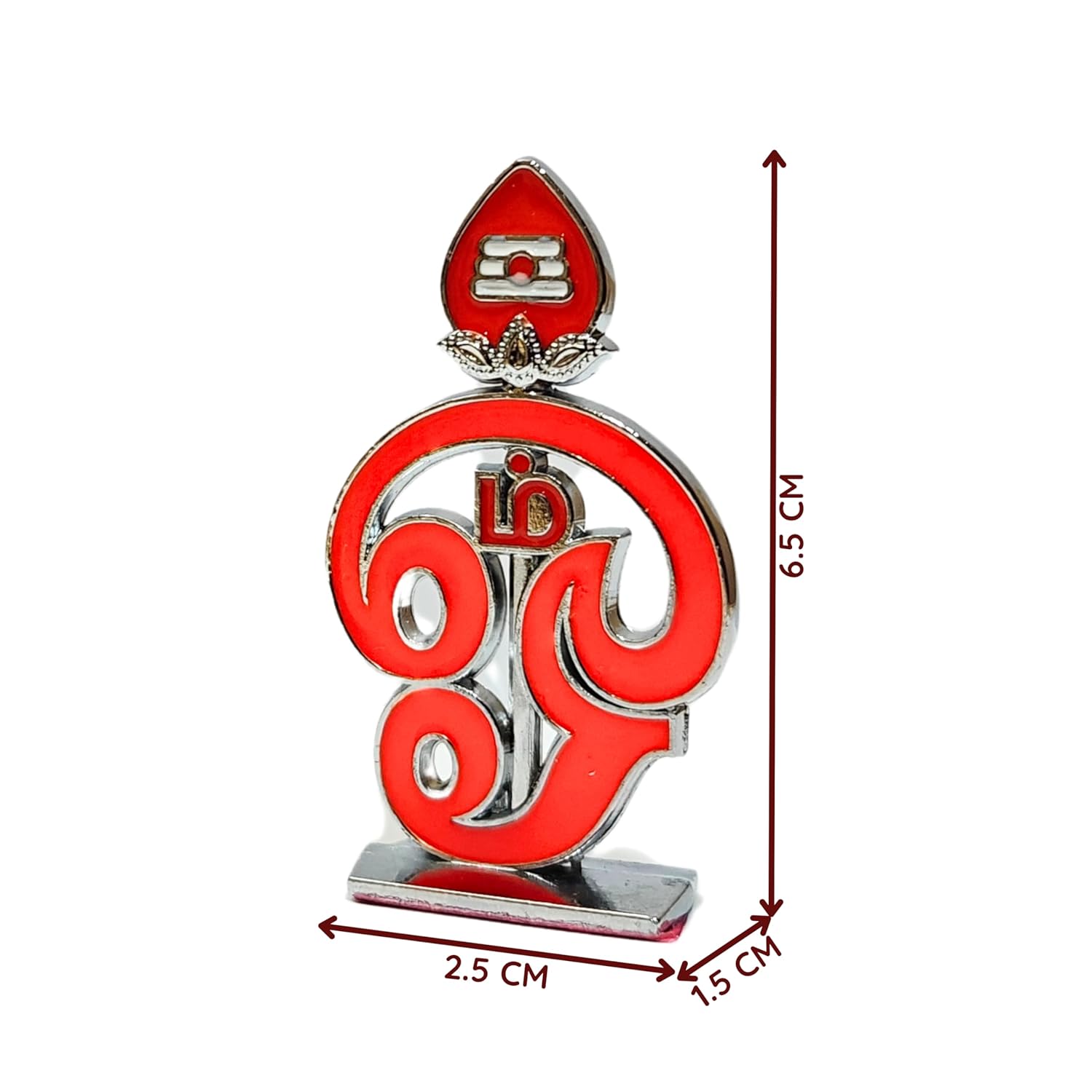 Divine Artz | Tamil Om Idol for Car Dashboard | Om Vel for Car Dashboard, Metal, 1 Piece (Orange)