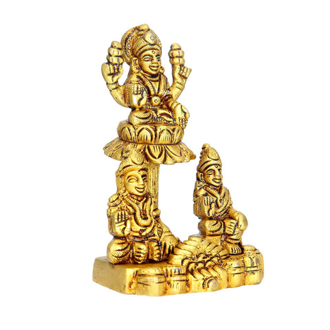 Divine Artz | Lakshmi Kubera Statue Small | Small Lakshmi Kuberar Idol Brass, 4 Inches Height, Gold Colour, 1 Piece