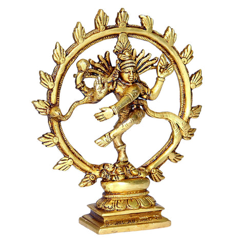 Divine Artz | Nataraj Statue Brass | Nataraja Idol Brass | Lord Nataraja Statue Brass, Height 16.5 CM Gold Colour 1 Piece