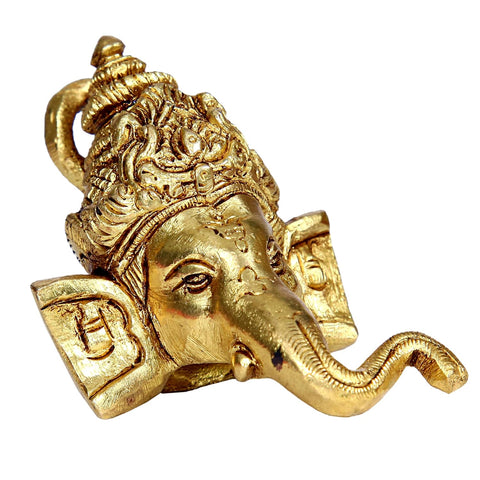 Divine Artz | Ganesh Face Wall Hanging | Brass Ganesha Idol Wall Hanging | Wall Hanging Ganesha 7cm Height, Gold Colour(1 Piece)