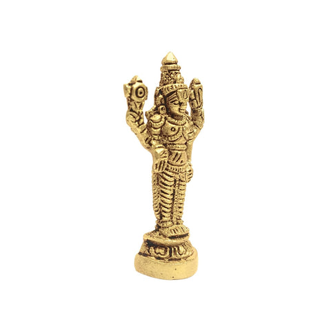 Divine Artz | Tirupati Balaji Idol Mini | Venkateshwara Swamy Idol Mini | Balaji Idol Brass, 7cm Height, Gold Colour, 1 Piece