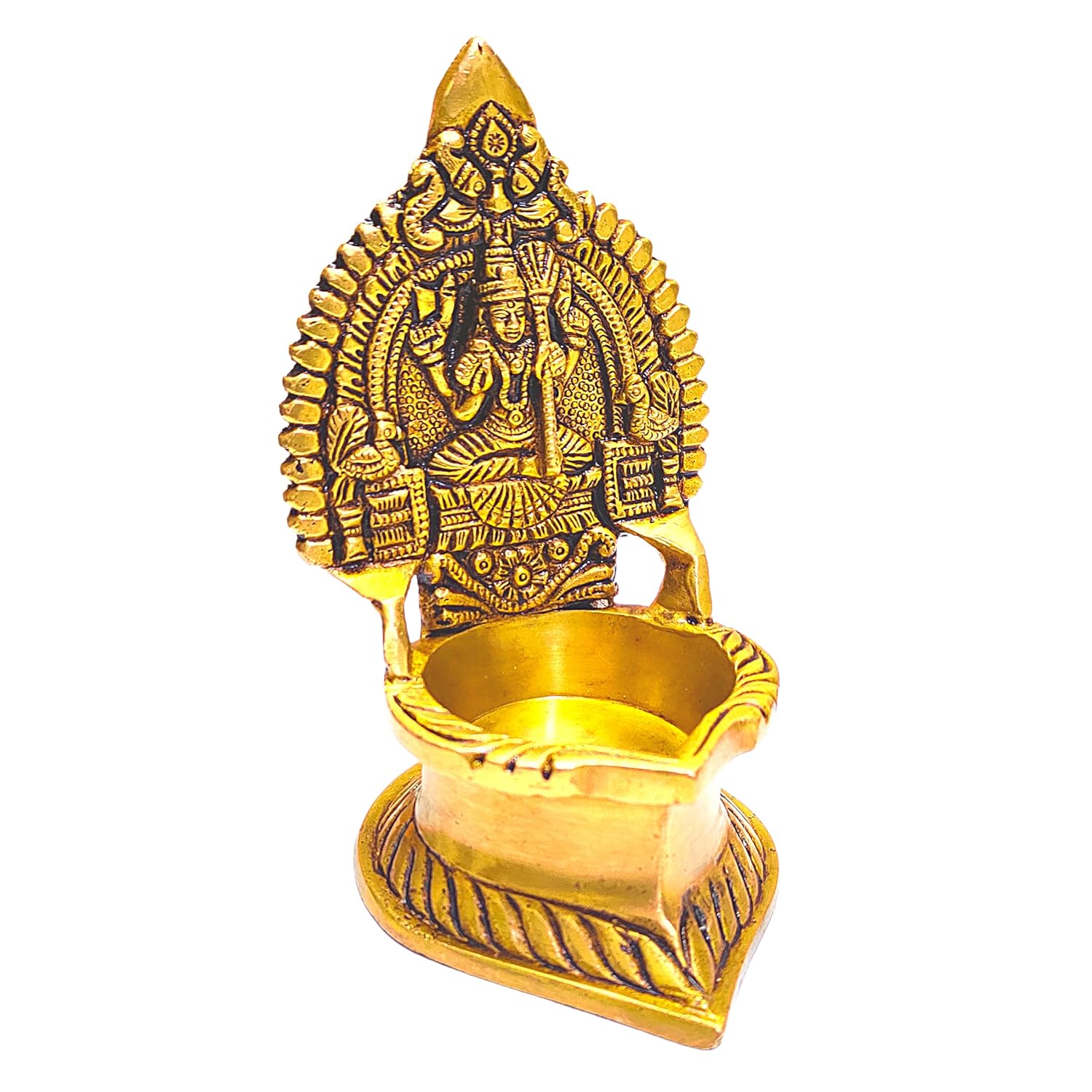 Divine Artz | Premium Kamatchi Amman Vilakku Brass Kamakshi Vilakku for Pooja | Kamakshi Deepam Big | Kamatchi Vilakku Big, Brass, Height 14 CM, Gold Colour, 1 Piece