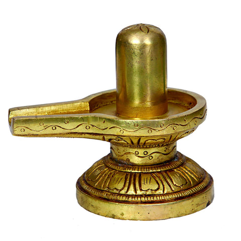 Divine Artz | Brass Shivling | Brass Shiva Lingam | Brass Sivalingam for Puja Brass 8.5CM Height Gold Colour 1 Piece