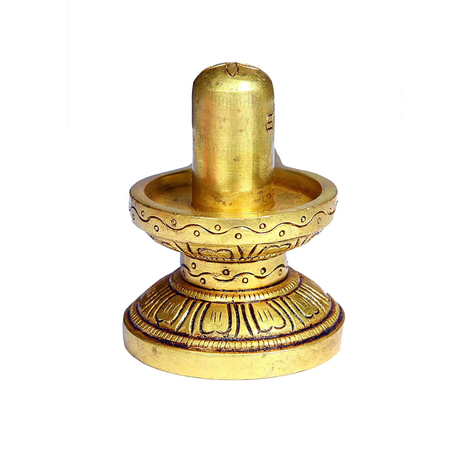 Divine Artz | Brass Shivling Medium | Brass Shiva Lingam | Brass Sivalingam for Puja Medium | Shivling for Pooja Brass 7CM Height Brass Gold Colour 1 Piece