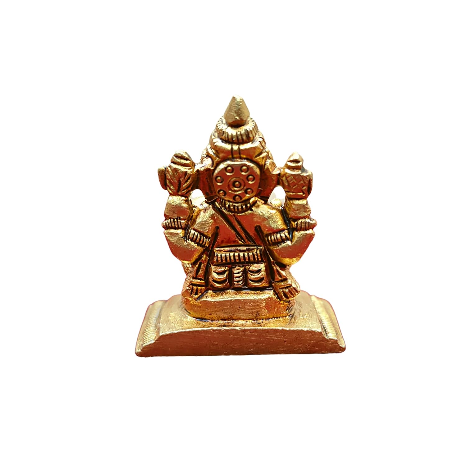 Divine Artz | Premium Mini Ganesha Brass Idol | Mini Ganesha Idol for Car Dashboard Brass | Ganesh Chaturthi Gifts, 4CM Height, Gold Colour - (1 Piece)