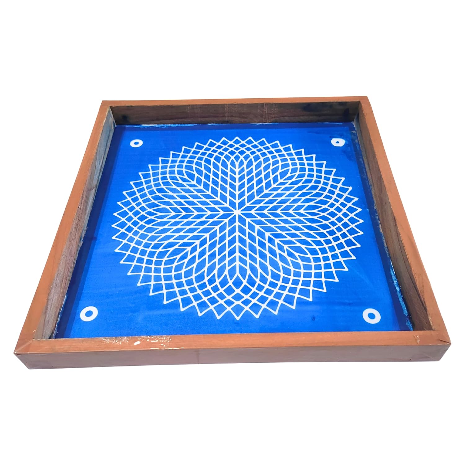 Divine Artz | Sahasradala Padma Rangoli Stencil Wooden, Rangoli Sacha Wooden, 1 Piece (10x10 Inches)