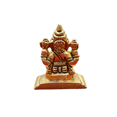 Divine Artz | Premium Mini Ganesha Brass Idol | Mini Ganesha Idol for Car Dashboard Brass | Ganesh Chaturthi Gifts, 4CM Height, Gold Colour - (1 Piece)