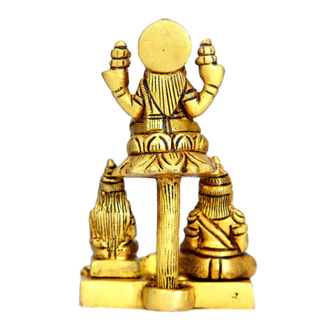 Divine Artz | Lakshmi Kubera Statue Small | Small Lakshmi Kuberar Idol Brass, 4 Inches Height, Gold Colour, 1 Piece