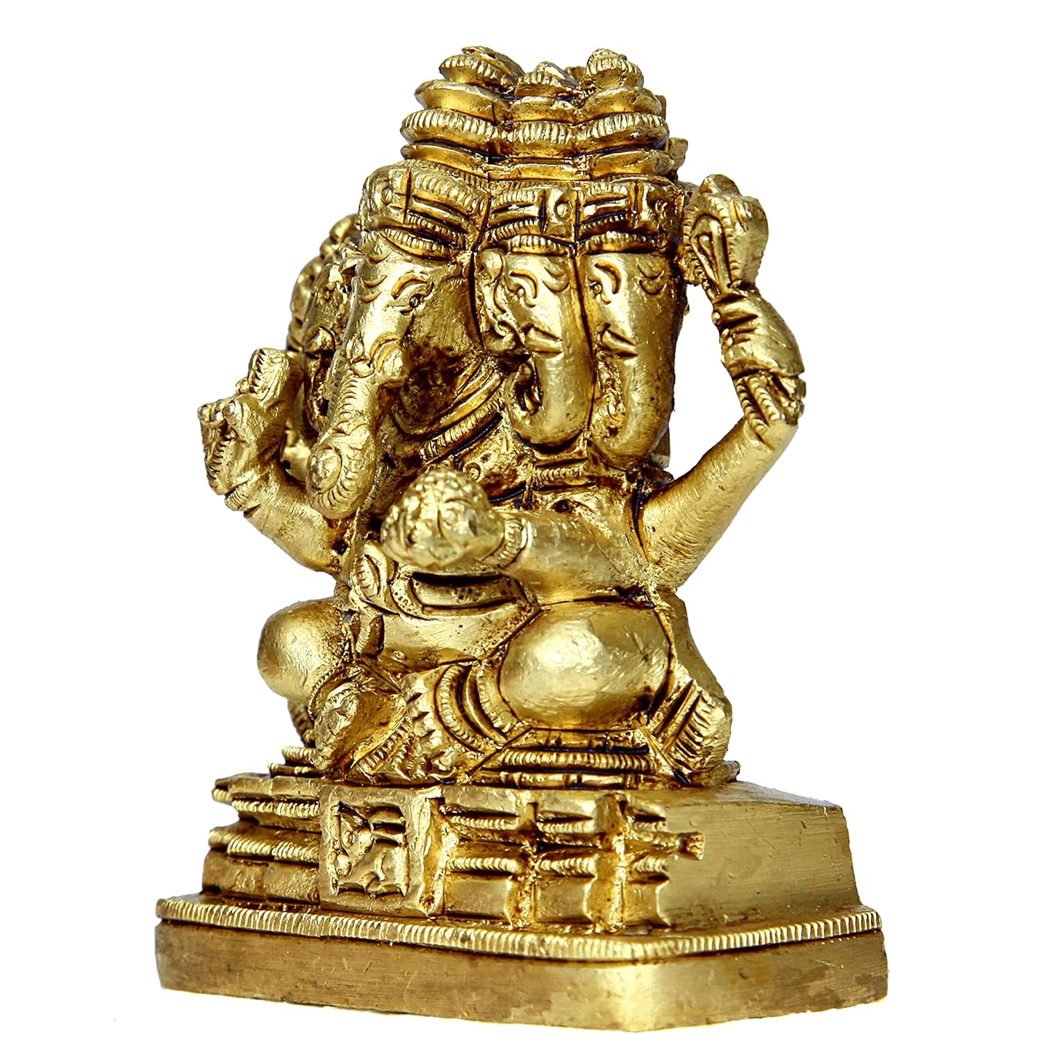 Divine Artz | Brass Panchmukhi Vinayaka Idol | Panchmukhi Ganesh Idol Brass Statue | Panchamukhi Ganesha Idol 8cm Height, Gold Colour(1 Piece)