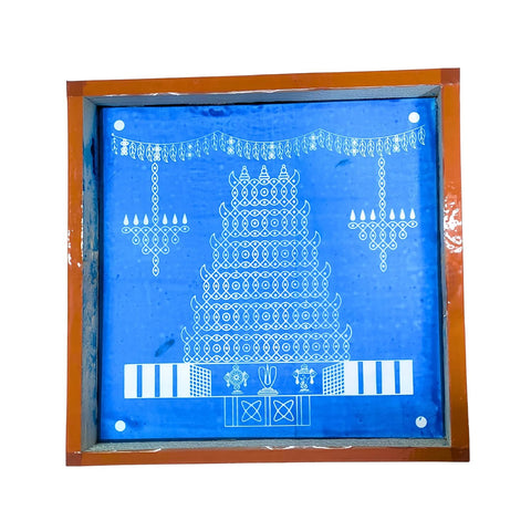 Divine Artz | Temple Gopuram Kolam Rangoli Stencil Wooden, Rangoli Sacha Wooden, 1 Piece (10x10 Inches)