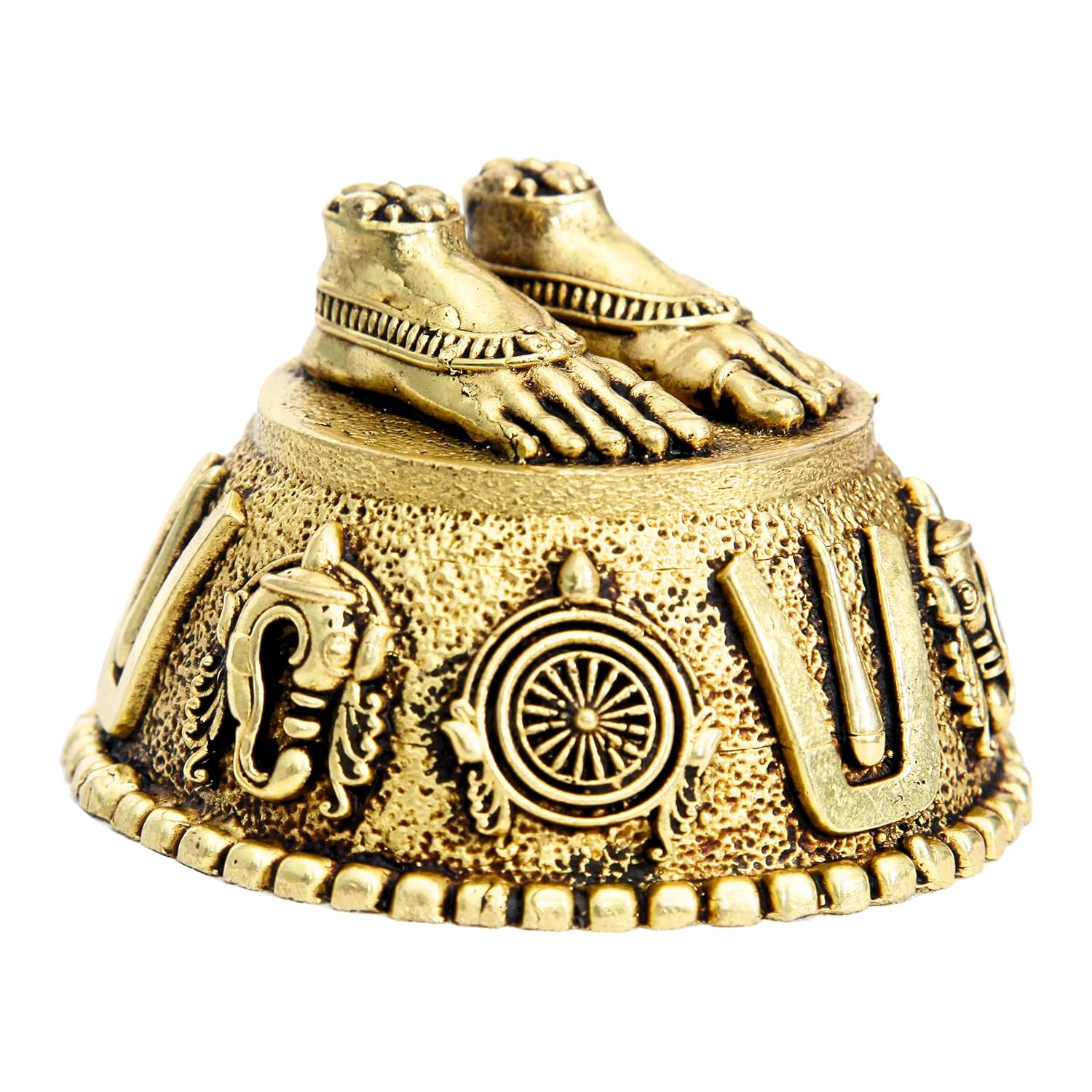 Divine Artz | Balaji Charan Paduka | Vishnu Charan Paduka | Charan Paduka for Puja Brass, Gold Colour 1 No (4 CM Diameter)