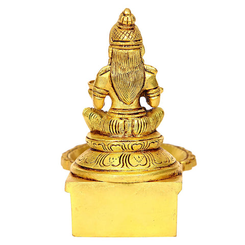 Divine Artz | Annapoorani Deepam with Annapoorani Statue | Annapurna Devi Deepam Brass | Annapurani Vilakku with Statue 13 CM Height Brass Gold Colour 1 Piece