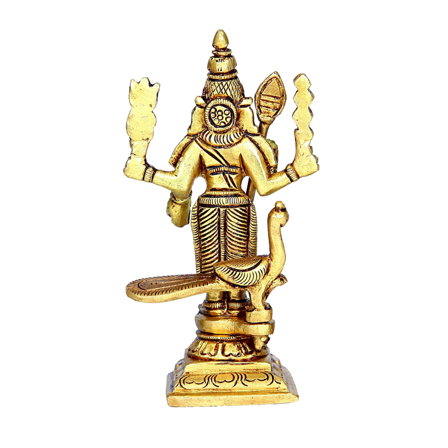 Divine Artz| Murugar Idol Brass Small | Small Lord Murugan Statue | Karthikeyan Statue Brass, 10.5cm Height, Gold Colour - (1 Piece)