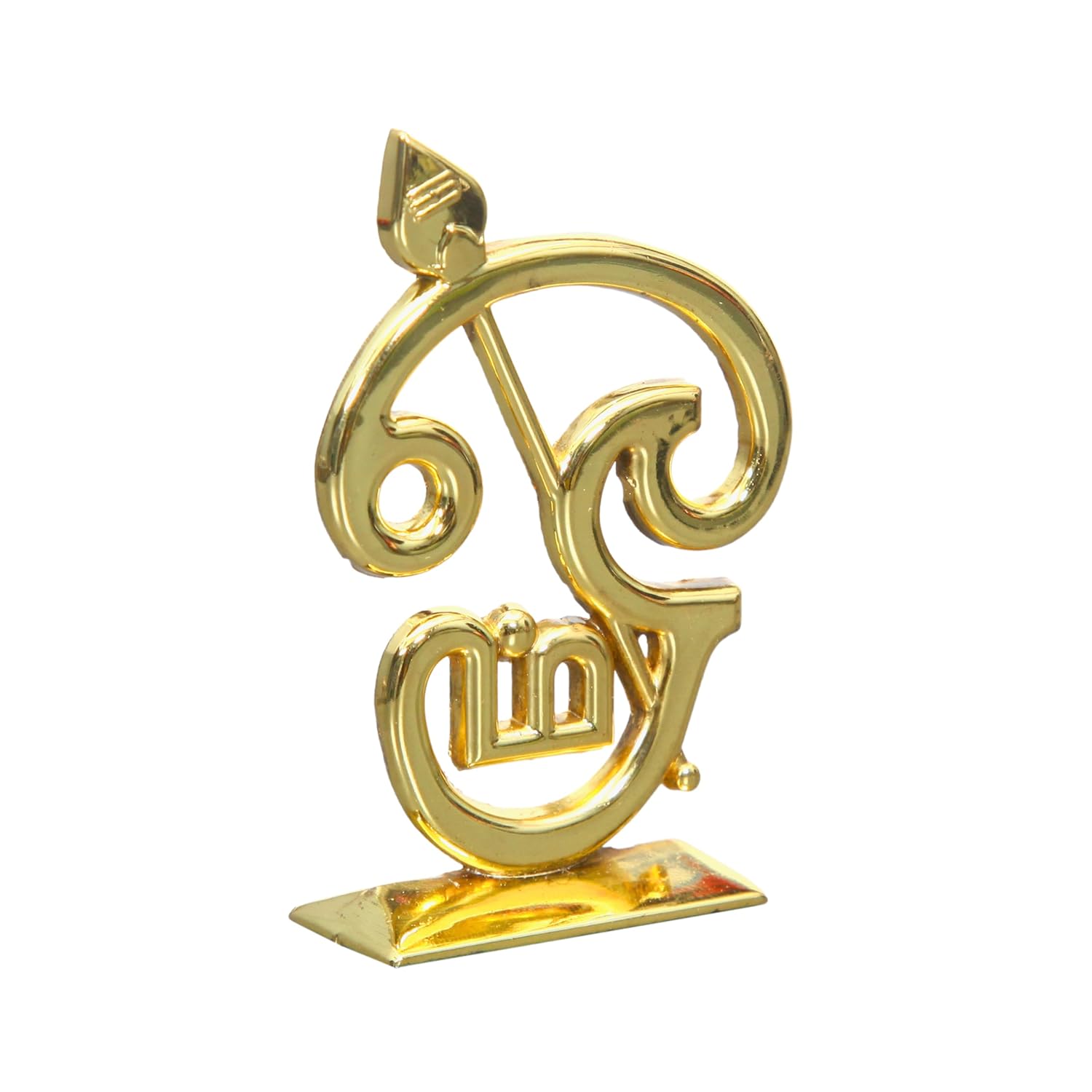 Divine Artz | Om for Car Dashboard Small | Om Vel for Car Dashboard, Metal, 1 Piece (Gold Colour)