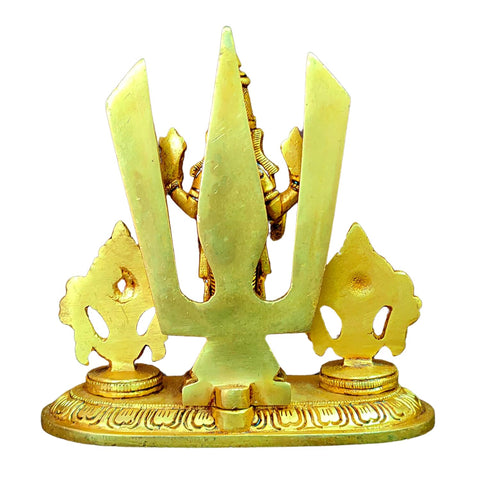 Divine Artz |  Brass Shankh Chakra Stand with Perumal Idol | Sangu Chakram Stand with Tirupati Balaji Idol | Tirupati Balaji Murti Brass, Height 12.5 CM Gold Colour 1 Piece