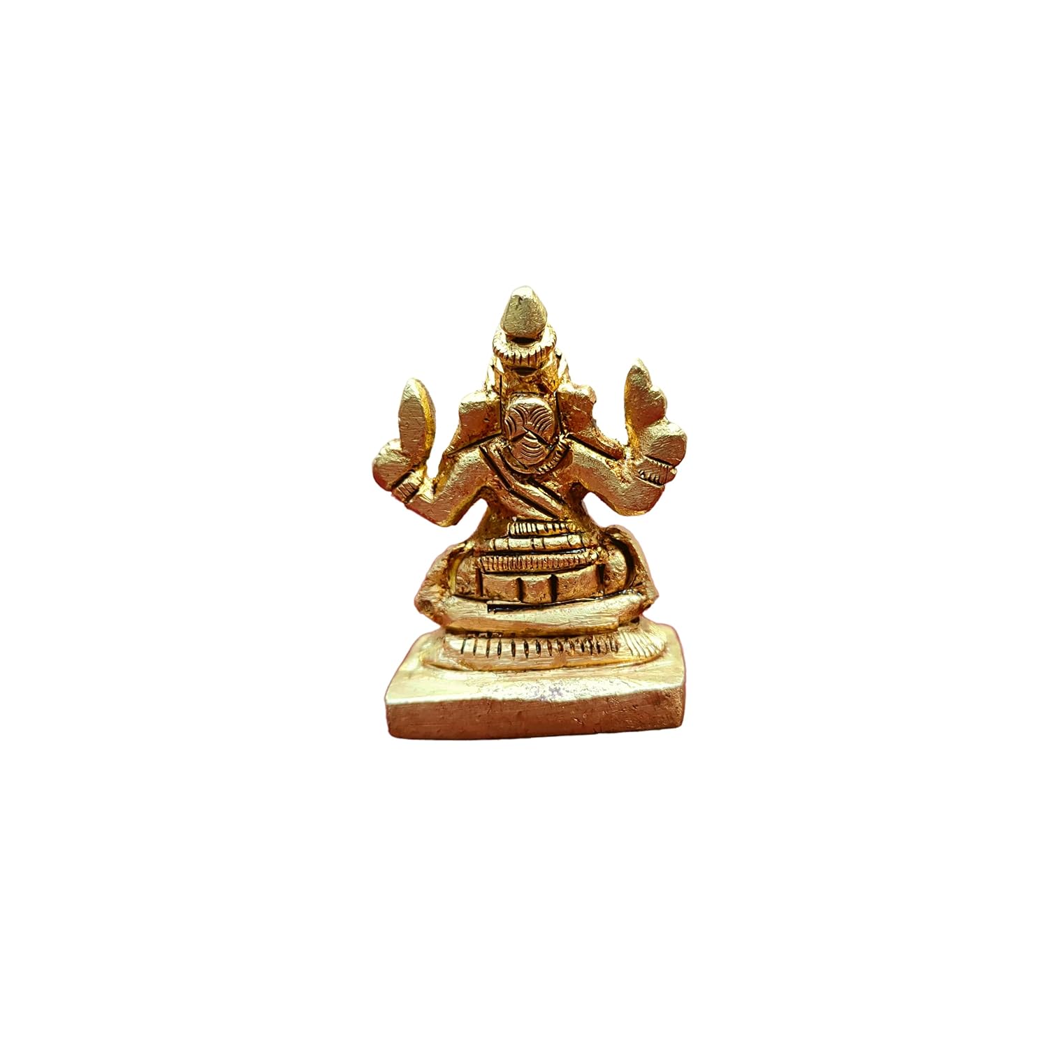 Divine Artz | Mini Left Trunk Ganesha Brass Idol | Ganesh Chaturthi Gifts | Mini Ganesha Idol for Car Dashboard Brass, 4CM Height, Gold Colour - (1 Piece)