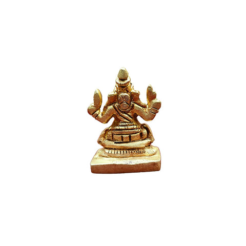 Divine Artz | Mini Left Trunk Ganesha Brass Idol | Ganesh Chaturthi Gifts | Mini Ganesha Idol for Car Dashboard Brass, 4CM Height, Gold Colour - (1 Piece)