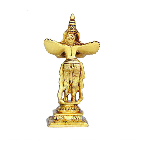 Divine Artz | Garudalwar Statue Brass Small | Small Garudalwar Idol | Small Karudan Idol Brass, 10cm Height, Gold Colour - (1 Piece)