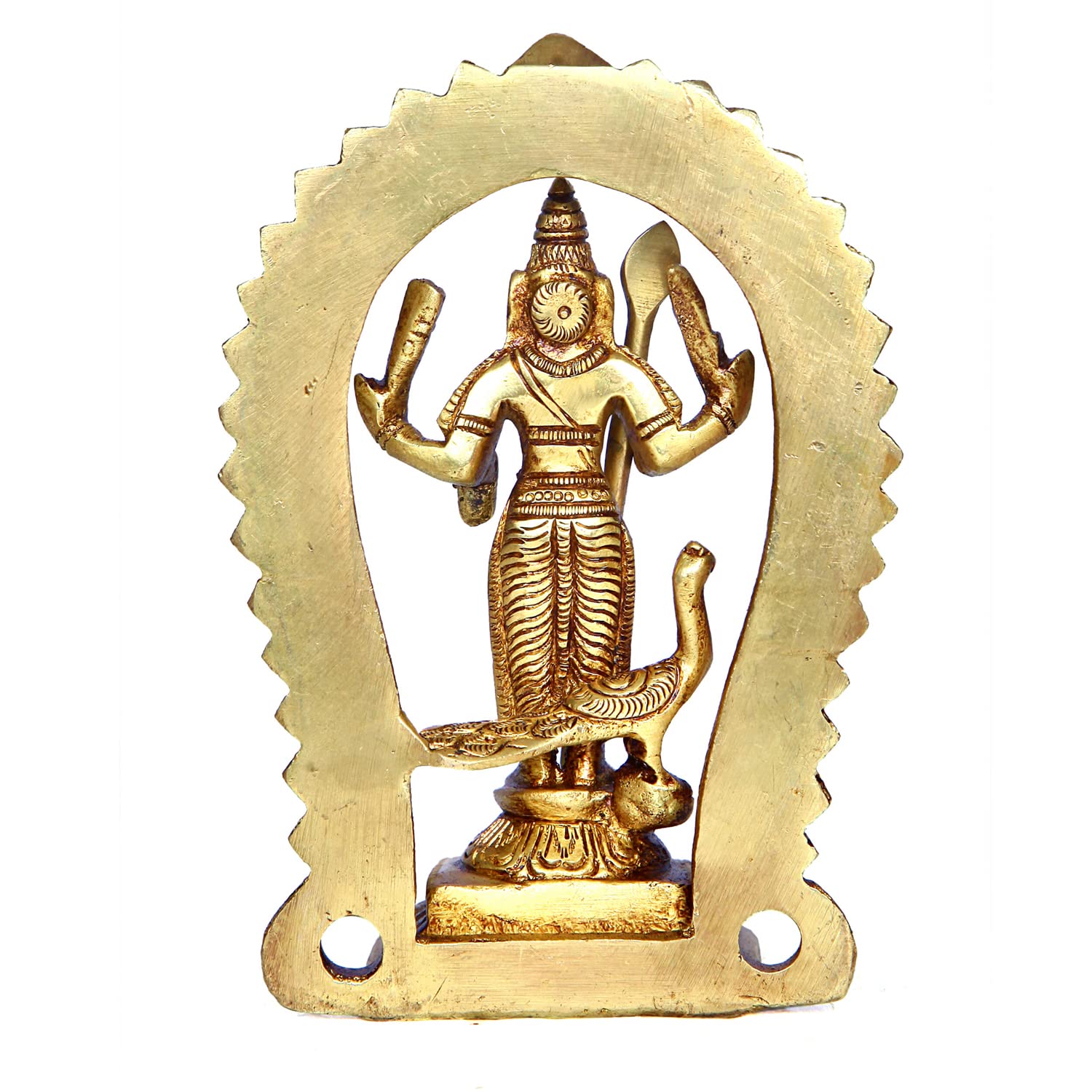 Divine Artz | Brass Murugan Idol/Lord Kartikeya Statue/Subrahmanya Swami Idol, 12.5cm Height, Gold Colour - (1 Piece)