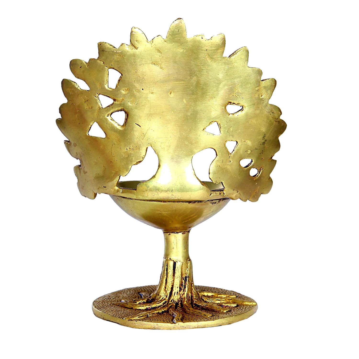 Divine Artz | Karpaga Viruksham Tree Vilakku Brass | Kalpavriksha Tree Diya | Kalpavriksha Tree Lamp Brass, 18cm Height, Gold Colour - (1 Piece)