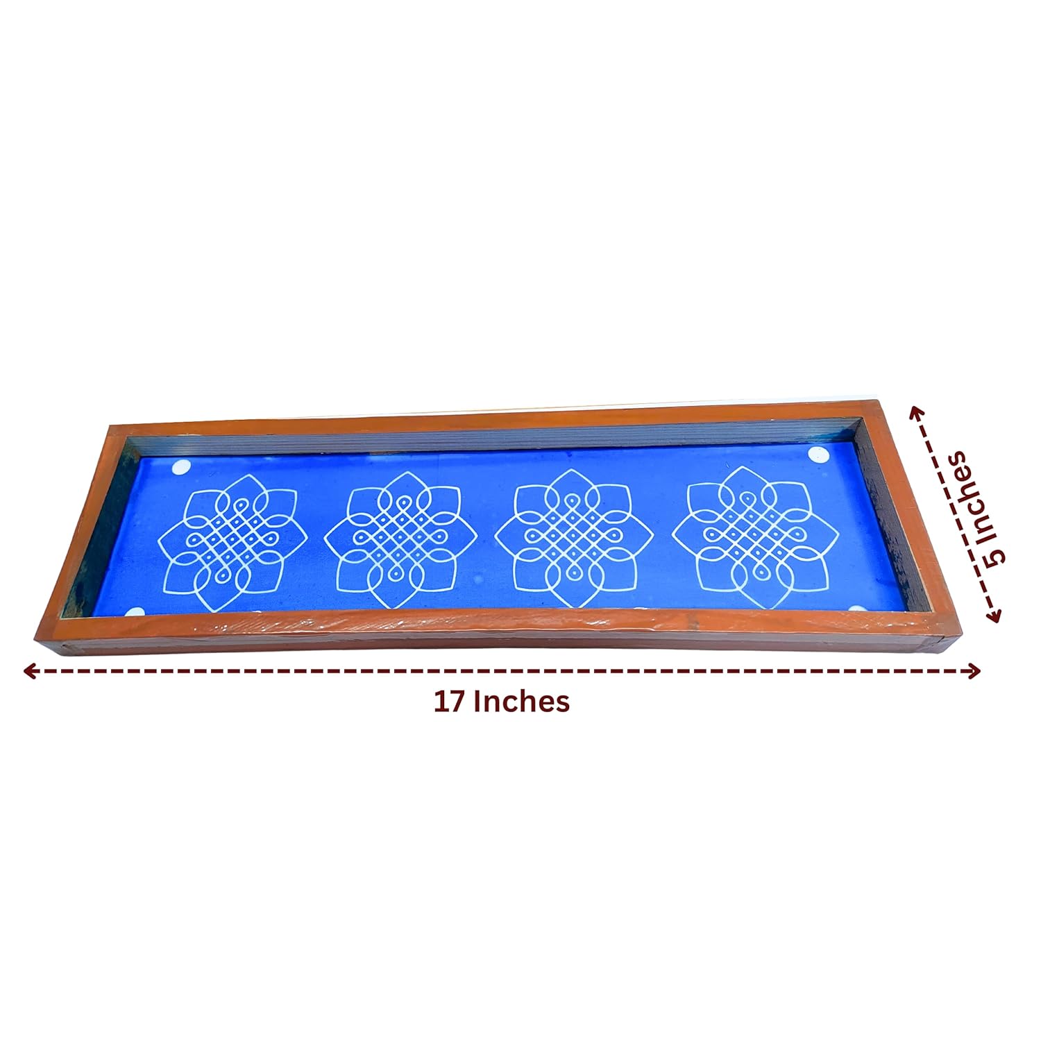 Divine Artz | Flower Kambi Kolam Border Rangoli Stencil Wooden, Rangoli Sacha Wooden, 1 Piece (17x5 Inches)