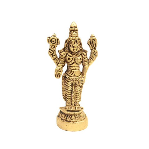 Divine Artz | Tirupati Balaji Idol Mini | Venkateshwara Swamy Idol Mini | Balaji Idol Brass, 7cm Height, Gold Colour, 1 Piece