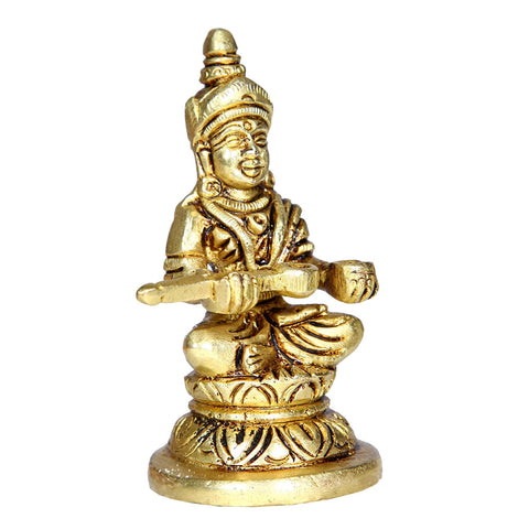 Divine Artz | Brass Annapoorani Statue | Brass Annapurna Devi Idol | Annapurani Silai Brass, 8.5cm Height, Gold Colour - (1 Piece)