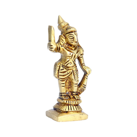 Divine Artz | Madurai Veeran Idol Small | Small Madurai Veeran Statue | Small Madurai Veeran Silai Brass, Height 7 CM, Gold Colour, 1 Piece