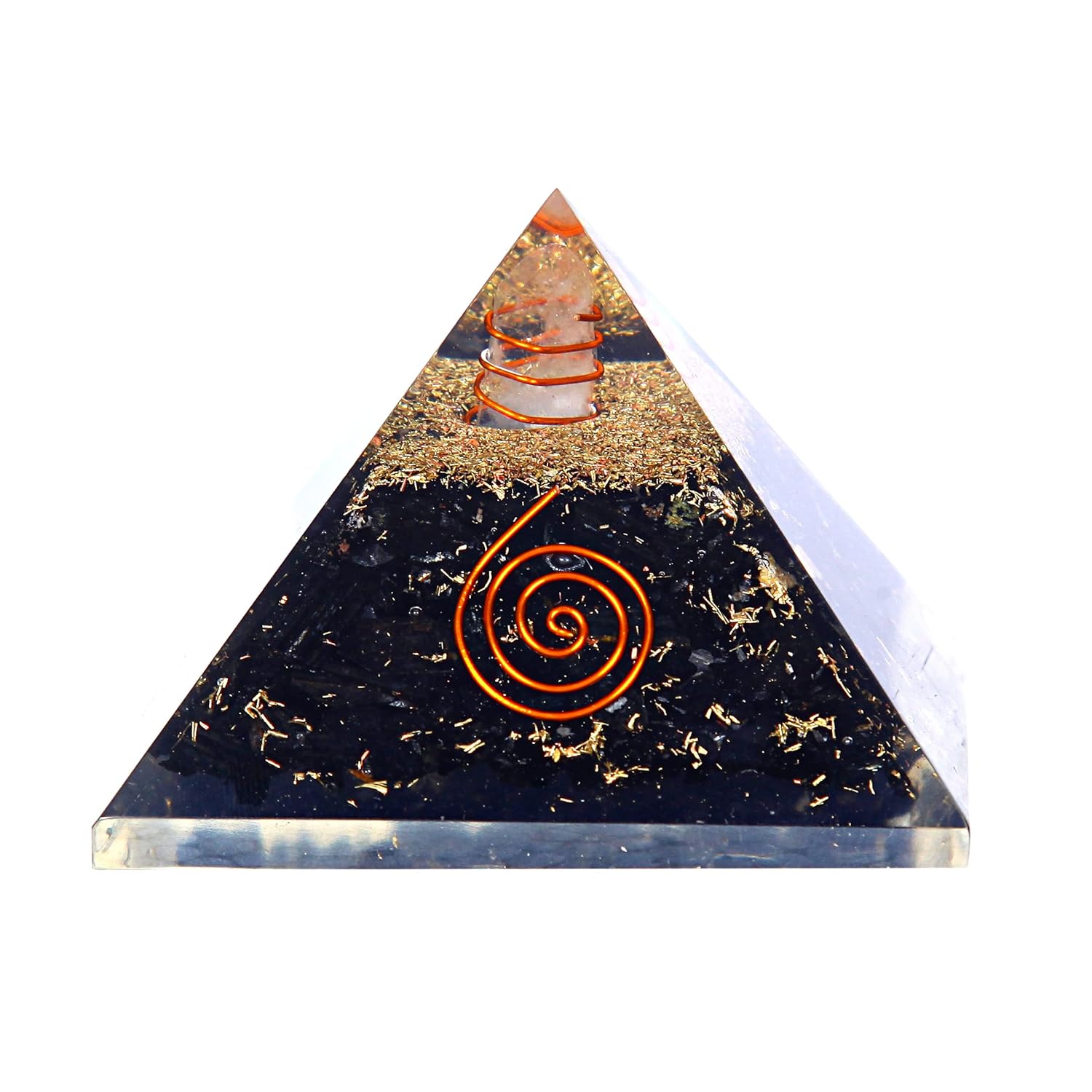 Divine Artz | Original Black Tourmaline Orgone Pyramid | Black Tourmaline Pyramid Crystal | Orgonite Pyramid for Reiki Healing Vastu Pyramid (3 Inch Width X 2 Inch Height) 1 Piece