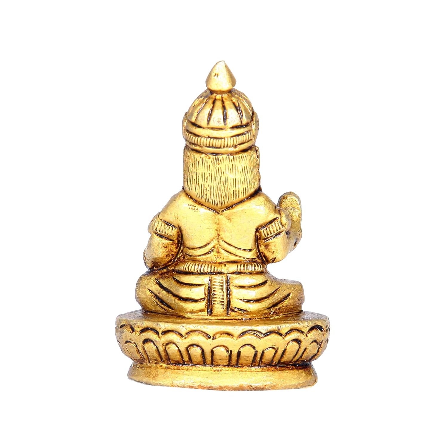 Divine Artz | Kuber Murti Oval Base | Kubera Statue Small | Brass Kuber Statue for Vastu, 6.5Cm Height, Gold Colour, 1 Piece