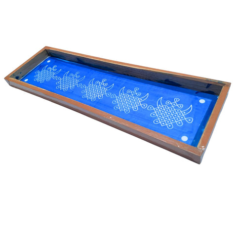 Divine Artz | Kambi Kolam Border Rangoli Stencil Wooden, Rangoli Sacha Wooden, 1 Piece (17x5 Inches)