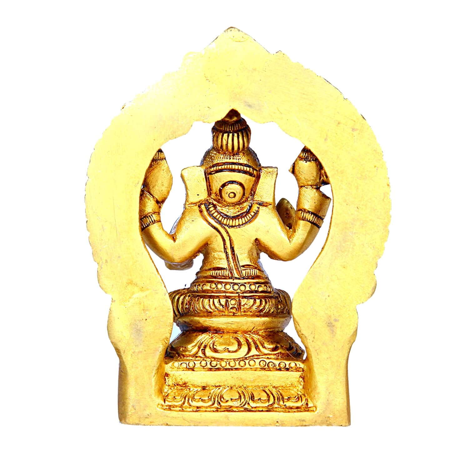 Divine Artz | Ganesh Brass Idol with Arch| Ganesh Brass Idol Small | Ganapathi Statue Small Brass, 9cm Height, Gold Colour - (1 Piece)