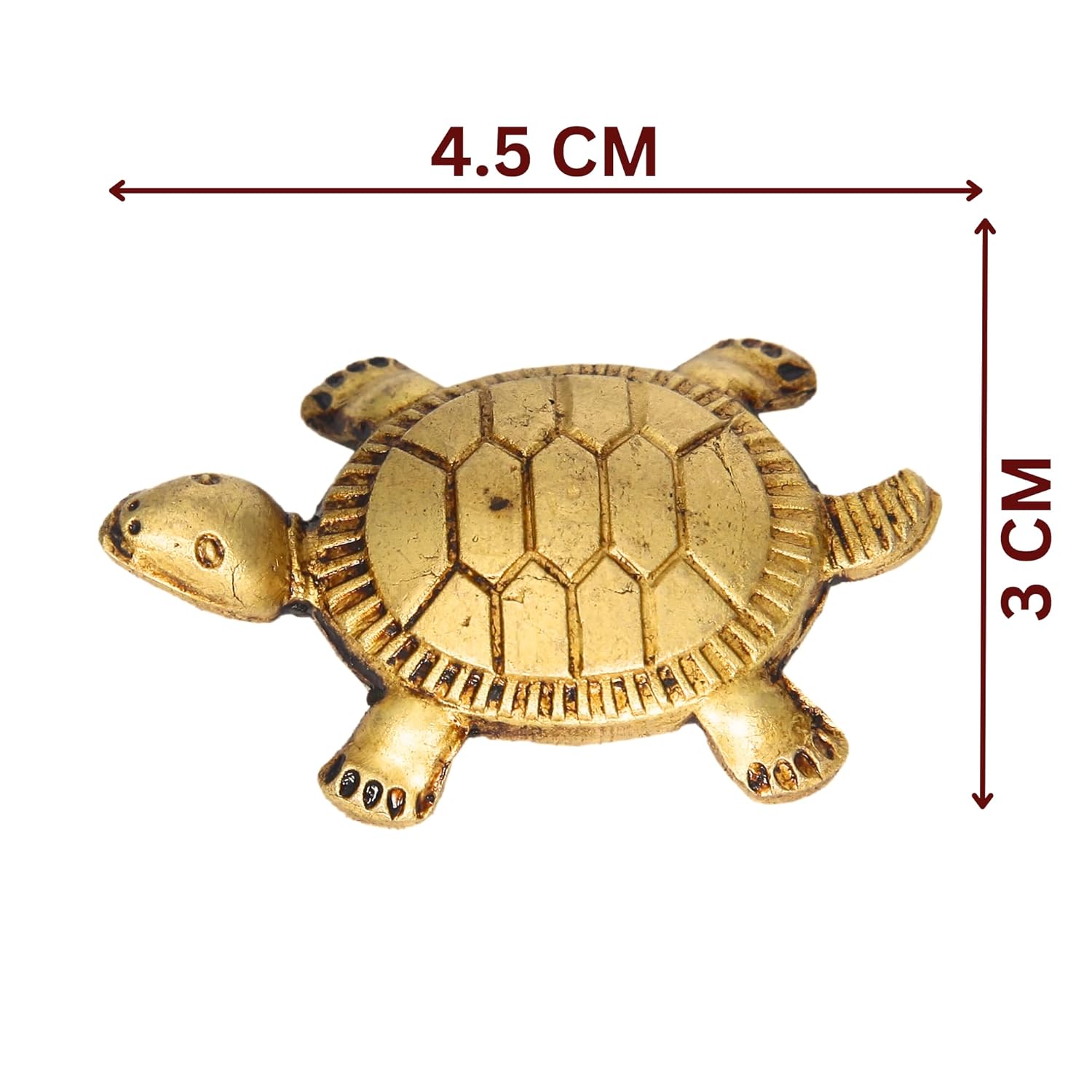 Divine Artz | Feng Shui Tortoise for Good Luck | Brass Tortoise with Plate, Small Size, Brass, Gold Colour, 1 Set