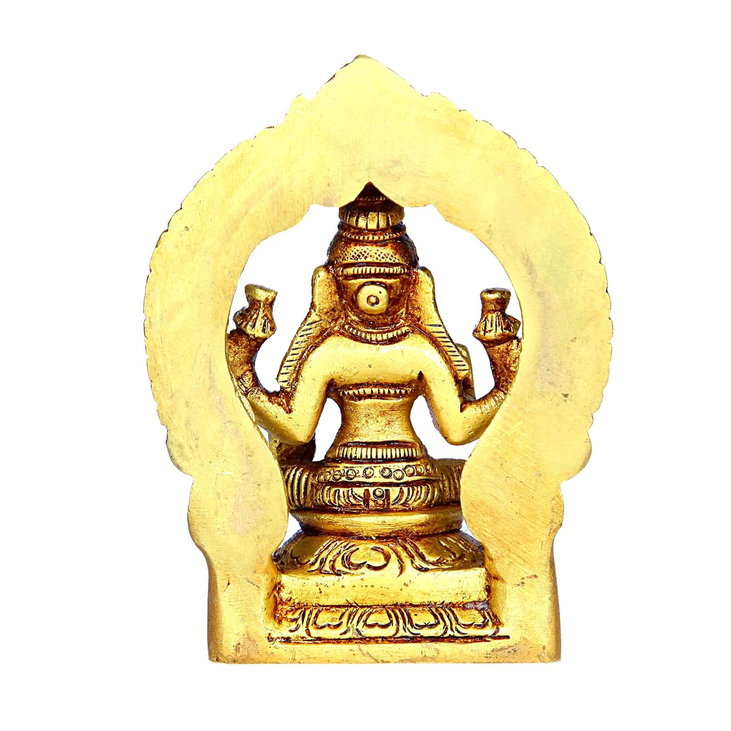 Divine Artz |  Laxmi Devi Brass Idol with Arch | Laxmi Idol Brass Small | Lakshmi Devi Idol | Lakshmi Silai | Lakshmi Devi Vigraham Brass 9 CM Height, Gold Colour 1 No