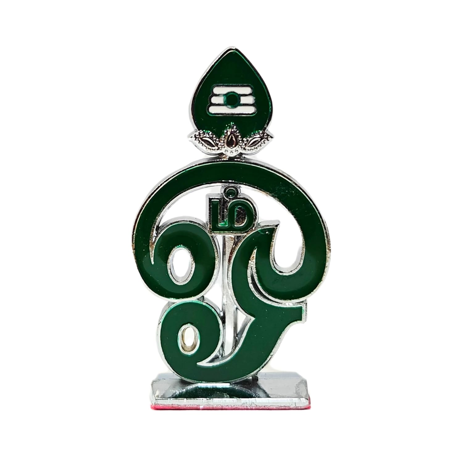 Divine Artz | Tamil Om Idol for Car Dashboard | Om Vel for Car Dashboard, Metal, 1 Piece (Green)