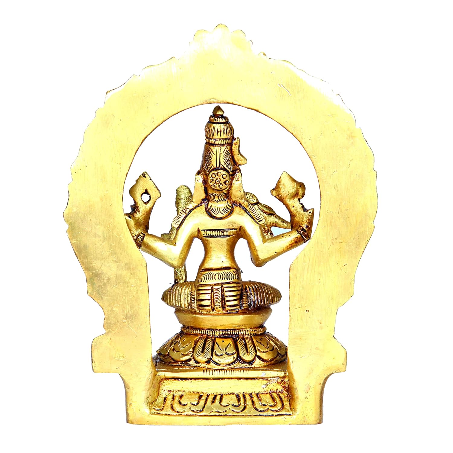 Divine Artz | Kamakshi Amman Statue with Thiruvachi Big | Big Kanchi Kamakshi Brass Idol | Kamatchi Amman Idol | Kamakshi Idol Brass, Height 15cm Gold Colour 1 Piece