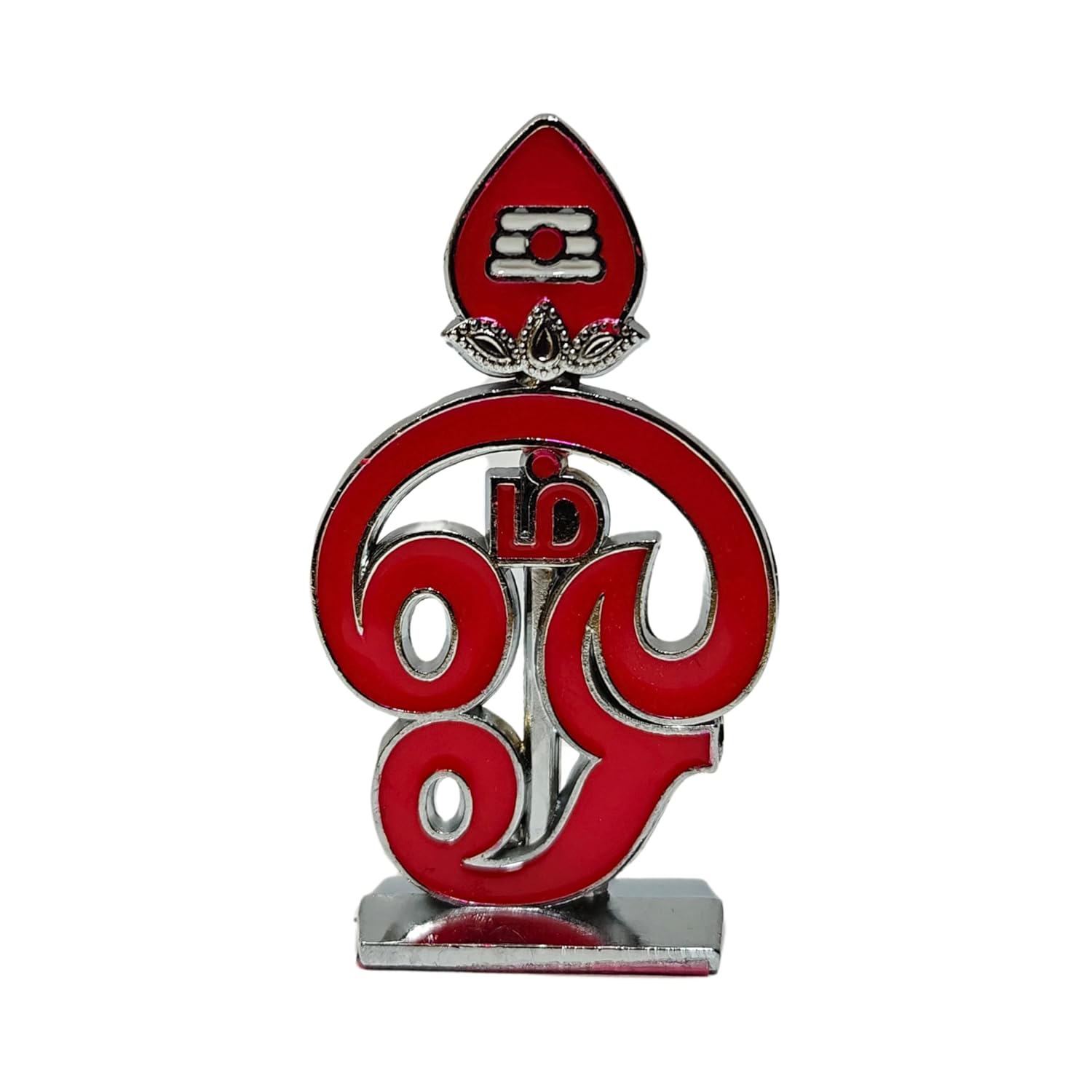 Divine Artz | Tamil Om Idol for Car Dashboard | Om Vel for Car Dashboard, Metal, 1 Piece (Red)