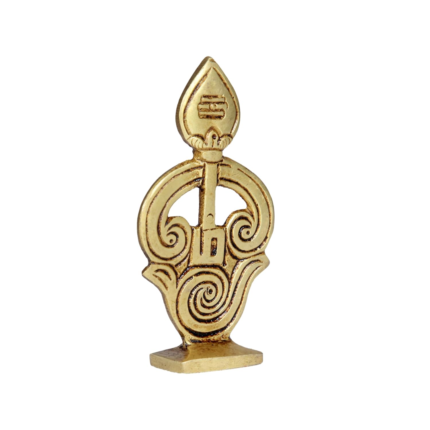 Divine Artz | Brass Om Vel with Stand, Height 8.5 CM, Gold Colour, 1 Piece